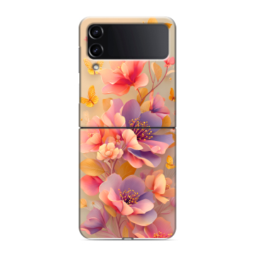 Пластиковый чехол на Samsung Galaxy Z Flip 4 с принтом Цветы и бабочки