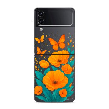 Пластиковый чехол на Samsung Galaxy Z Flip 4 с принтом цветы бабочки