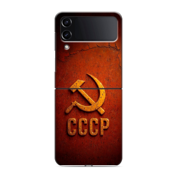 Пластиковый чехол на Samsung Galaxy Z Flip 4 с принтом Флаг Герб СССР Пластиковый чехол на Samsung Galaxy Z Flip 4 с принтом Флаг Герб СССР