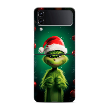 Пластиковый чехол на Samsung Galaxy Z Flip 4 с принтом Гринч Новый год Рождество
