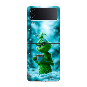 Пластиковый чехол на Samsung Galaxy Z Flip 4 с принтом Новый год гринч
