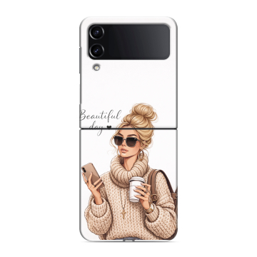 Пластиковый чехол на Samsung Galaxy Z Flip 4 с принтом женский Пластиковый чехол на Samsung Galaxy Z Flip 4 с принтом женский