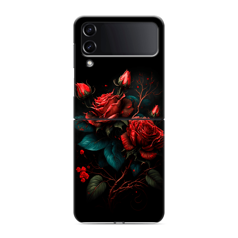 Пластиковый чехол на Samsung Galaxy Z Flip 4 с принтом Розы красные Пластиковый чехол на Samsung Galaxy Z Flip 4 с принтом Розы красные