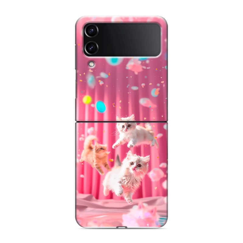 Пластиковый чехол на Samsung Galaxy Z Flip 4 с принтом милые котики Пластиковый чехол на Samsung Galaxy Z Flip 4 с принтом милые котики