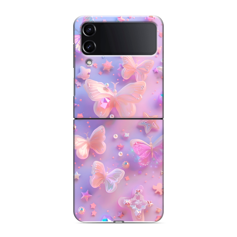 Пластиковый чехол на Samsung Galaxy Z Flip 4 с принтом Бабочки Пластиковый чехол на Samsung Galaxy Z Flip 4 с принтом Бабочки