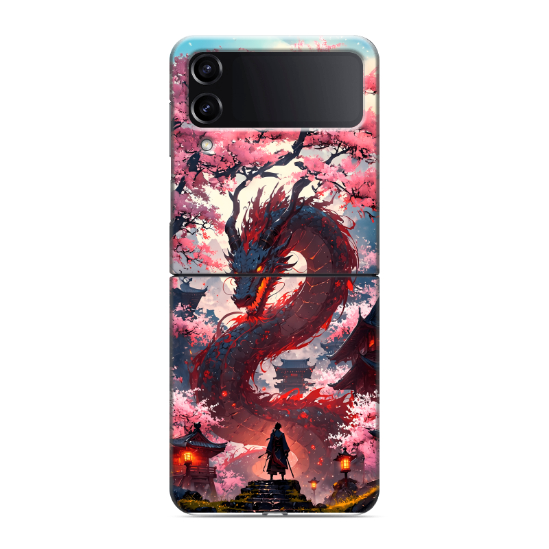 Пластиковый чехол на Samsung Galaxy Z Flip 4 с принтом Дракон Японский Пластиковый чехол на Samsung Galaxy Z Flip 4 с принтом Дракон Японский