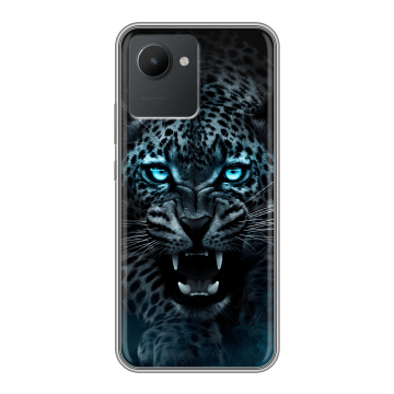 Силиконовый чехол на Realme C30 с принтом Темный леопард Силиконовый чехол на Realme C30 с принтом Темный леопард