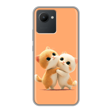 Силиконовый чехол на Realme C30 с принтом Милые котики Силиконовый чехол на Realme C30 с принтом Милые котики