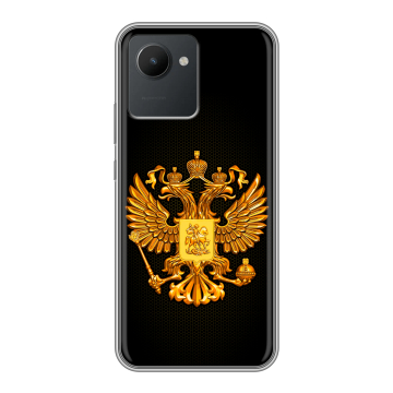 Силиконовый чехол на Realme C30 с принтом Герб России желтый