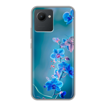 Силиконовый чехол на Realme C30 с принтом Голубые цветы