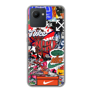 Силиконовый чехол на Realme C30 с принтом Найк Nike яркий