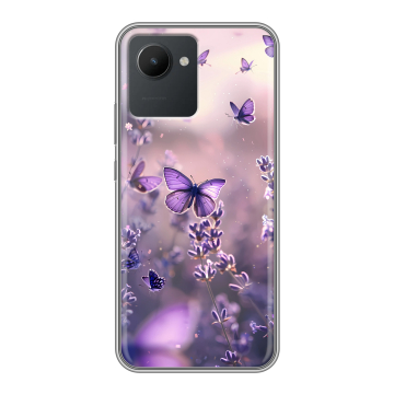 Силиконовый чехол на Realme C30 с принтом бабочки и лаванда