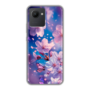 Силиконовый чехол на Realme C30 с принтом цветы бабочки