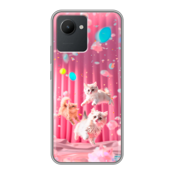 Силиконовый чехол на Realme C30 с принтом милые котики Силиконовый чехол на Realme C30 с принтом милые котики