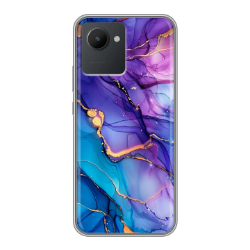 Силиконовый чехол на Realme C30 с принтом синий мрамор