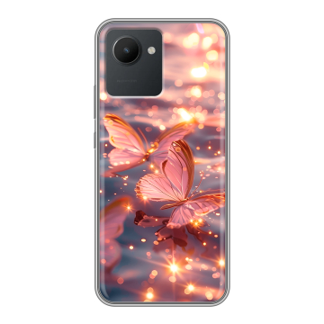 Силиконовый чехол на Realme C30 с принтом бабочки розовые