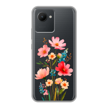 Силиконовый чехол на Realme C30 с принтом Цветы Силиконовый чехол на Realme C30 с принтом Цветы