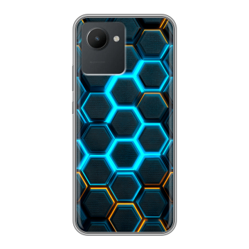 Силиконовый чехол на Realme C30 с принтом Неоновые соты Силиконовый чехол на Realme C30 с принтом Неоновые соты