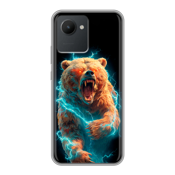 Силиконовый чехол на Realme C30 с принтом Медведь Силиконовый чехол на Realme C30 с принтом Медведь