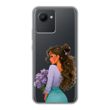 Силиконовый чехол на Realme C30 с принтом девушка цветы Силиконовый чехол на Realme C30 с принтом девушка цветы