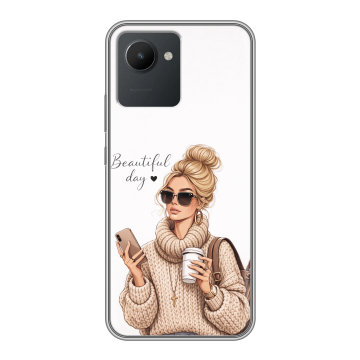 Силиконовый чехол на Realme C30 с принтом женский
