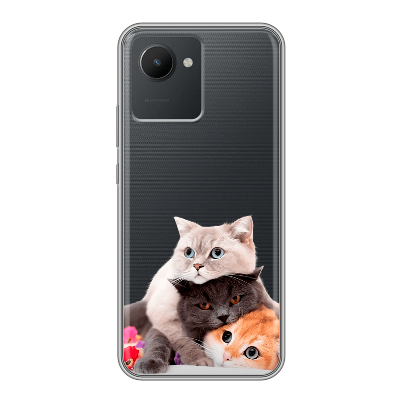 Силиконовый чехол на Realme C30 с принтом Кошки Силиконовый чехол на Realme C30 с принтом Кошки
