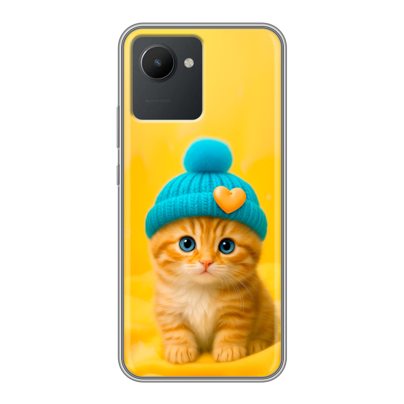 Силиконовый чехол на Realme C30 с принтом Котенок в шапке Силиконовый чехол на Realme C30 с принтом Котенок в шапке
