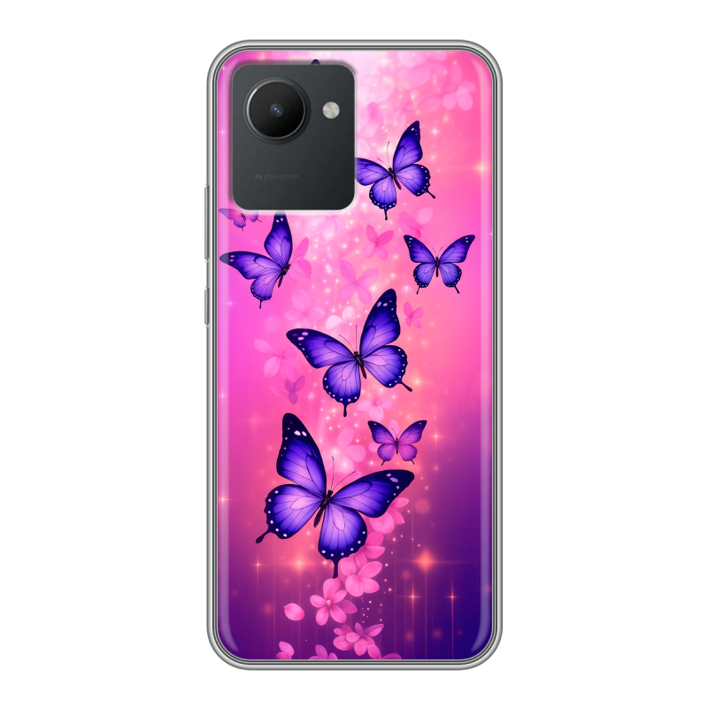 Силиконовый противоударный чехол на Realme C30 с принтом Бабочки Силиконовый противоударный чехол на Realme C30 с принтом Бабочки