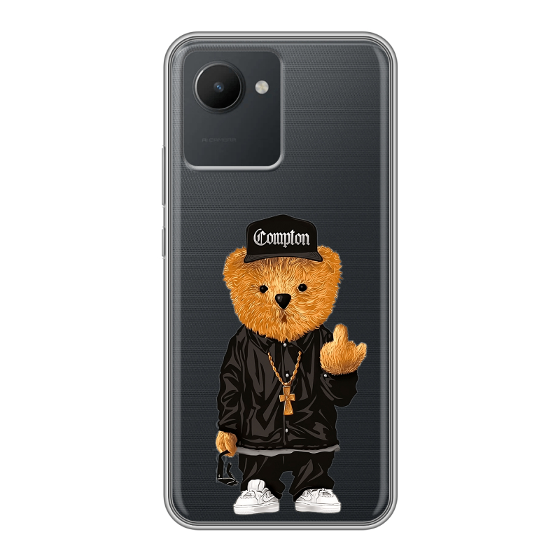 Силиконовый противоударный чехол на Realme C30 с принтом Мишка Силиконовый противоударный чехол на Realme C30 с принтом Мишка
