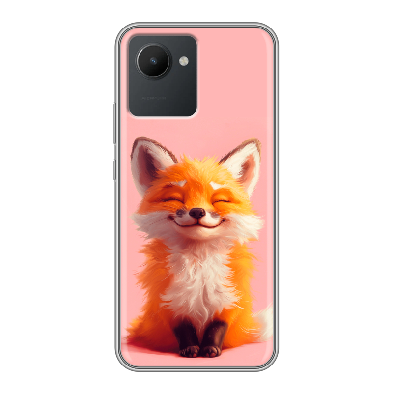 Силиконовый противоударный чехол на Realme C30 с принтом милая лиса Силиконовый противоударный чехол на Realme C30 с принтом милая лиса