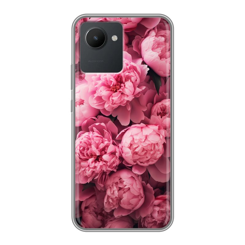 Силиконовый чехол на Realme C30 с принтом цветы пионы Силиконовый чехол на Realme C30 с принтом цветы пионы