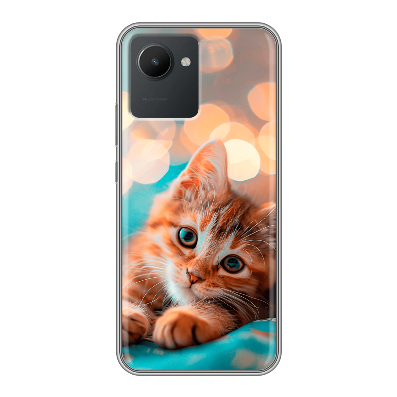 Силиконовый противоударный чехол на Realme C30 с принтом котик Силиконовый противоударный чехол на Realme C30 с принтом котик