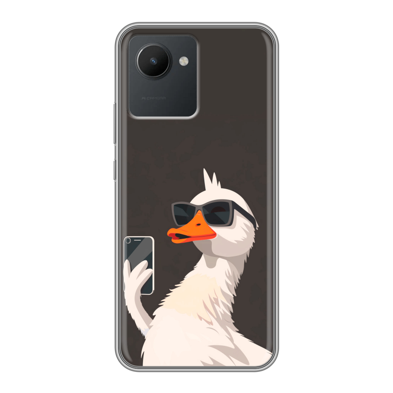 Силиконовый чехол на Realme C30 с принтом утка в очках Силиконовый чехол на Realme C30 с принтом утка в очках