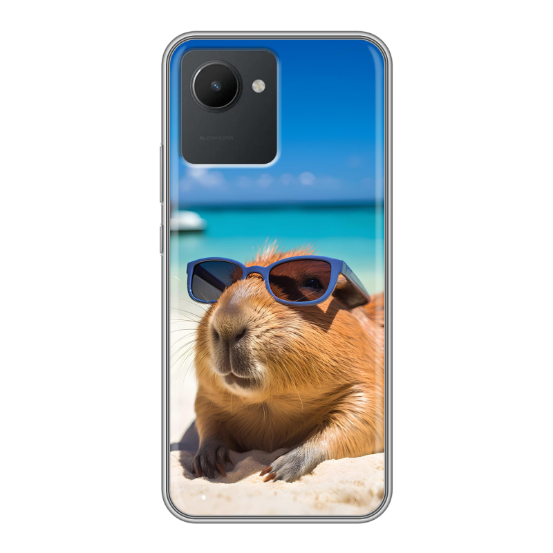Силиконовый противоударный чехол на Realme C30 с принтом Капибара Силиконовый противоударный чехол на Realme C30 с принтом Капибара