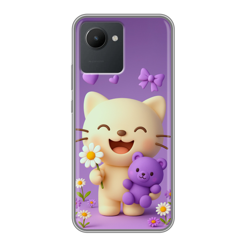 Силиконовый противоударный чехол на Realme C30 с принтом для девочек Силиконовый противоударный чехол на Realme C30 с принтом для девочек