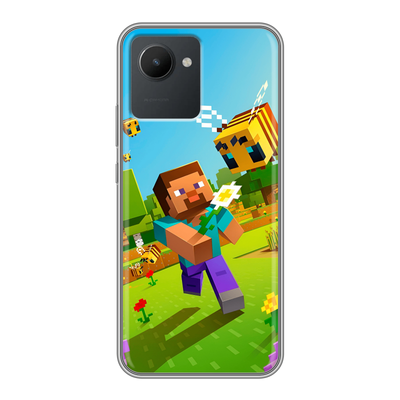 Силиконовый противоударный чехол на Realme C30 с принтом Майнкрафт Minecraft Силиконовый противоударный чехол на Realme C30 с принтом Майнкрафт Minecraft