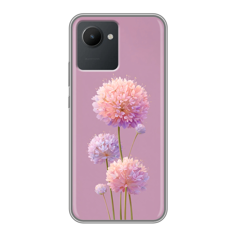 Силиконовый противоударный чехол на Realme C30 с принтом Цветы Силиконовый противоударный чехол на Realme C30 с принтом Цветы