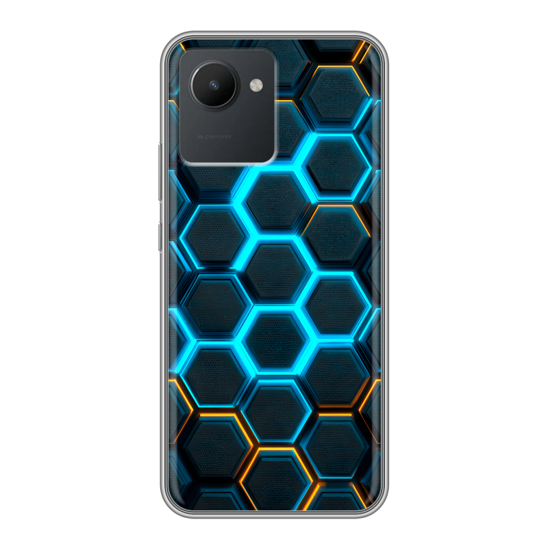 Силиконовый чехол на Realme C30 с принтом Неоновые соты Силиконовый чехол на Realme C30 с принтом Неоновые соты