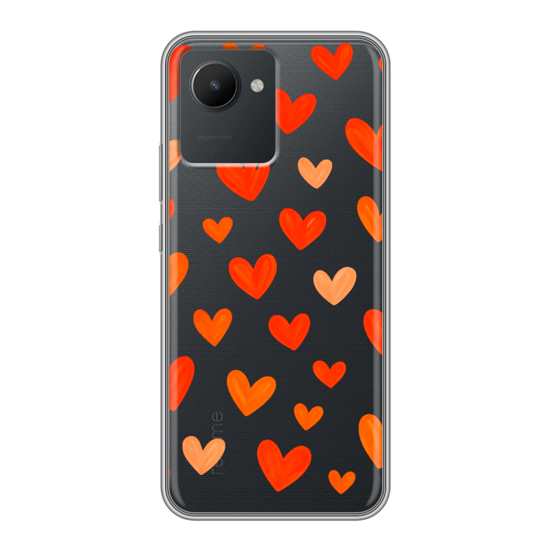 Силиконовый противоударный чехол на Realme C30 с принтом Сердечки Силиконовый противоударный чехол на Realme C30 с принтом Сердечки
