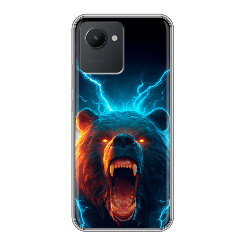Силиконовый чехол на Realme C30 с принтом Медведь Силиконовый чехол на Realme C30 с принтом Медведь
