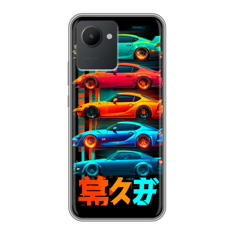 Силиконовый чехол на Realme C30 с принтом машины тачки Силиконовый чехол на Realme C30 с принтом машины тачки