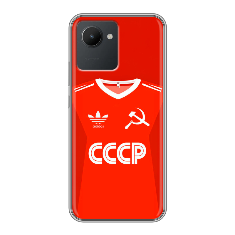 Силиконовый противоударный чехол на Realme C30 с принтом Флаг Герб СССР Силиконовый противоударный чехол на Realme C30 с принтом Флаг Герб СССР