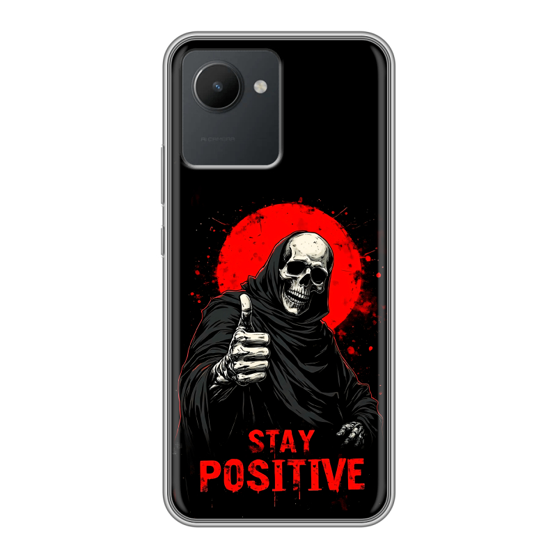 Силиконовый противоударный чехол на Realme C30 с принтом смешной скелет Силиконовый противоударный чехол на Realme C30 с принтом смешной скелет
