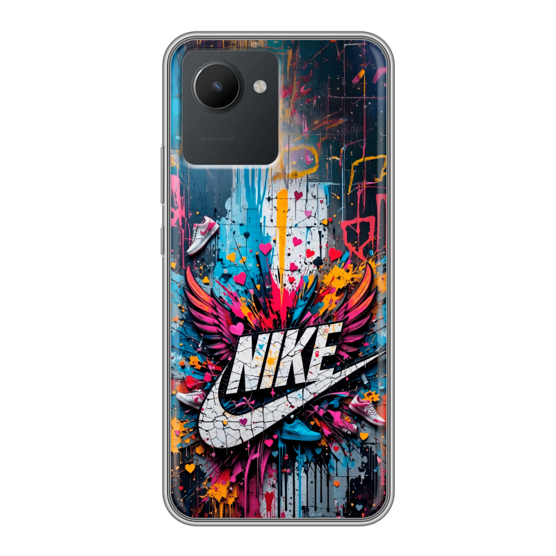Силиконовый чехол на Realme C30 с принтом Nike Найк Силиконовый чехол на Realme C30 с принтом Nike Найк