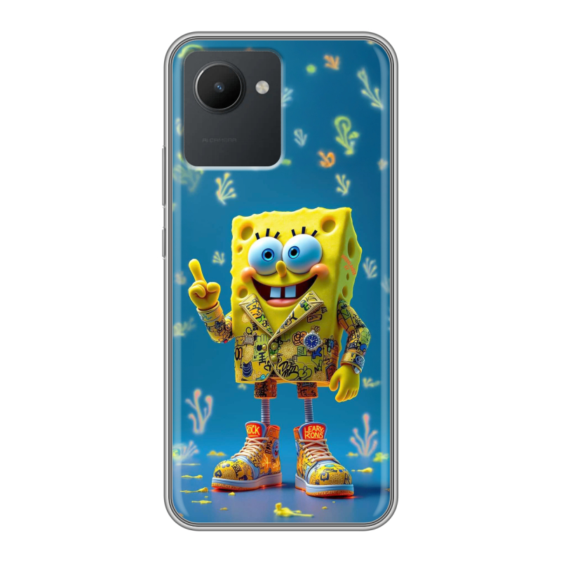 Силиконовый чехол на Realme C30 с принтом Спанч боб Спанчбоб Силиконовый чехол на Realme C30 с принтом Спанч боб Спанчбоб