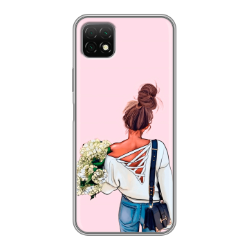 Силиконовый чехол на Wiko T3 с принтом Девушка и букет Силиконовый чехол на Wiko T3 с принтом Девушка и букет