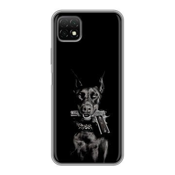 Силиконовый чехол на Wiko T3 с принтом Доберман и пистолет Силиконовый чехол на Wiko T3 с принтом Доберман и пистолет