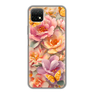 Силиконовый чехол на Wiko T3 с принтом Цветы и бабочки Силиконовый чехол на Wiko T3 с принтом Цветы и бабочки