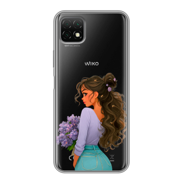 Силиконовый чехол на Wiko T3 с принтом девушка цветы Силиконовый чехол на Wiko T3 с принтом девушка цветы