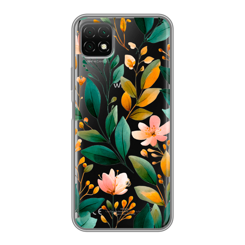 Силиконовый чехол на Wiko T3 с принтом Цветы паттерн Силиконовый чехол на Wiko T3 с принтом Цветы паттерн